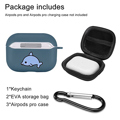 Dolphin Case Compatible with Airpods Pro Blue Soft TPU, Supports Wireless Charging Shockproof Protective Cover for Airpods Pro