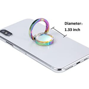 lenoup Iridescent Glitter Bling Bling Phone Ring Holder,Sparkle Phone Ring Grip Artificial Stand with Flat Diamond,Flat Rhinestone Cell Finger Ring for Phones,Pad(Rainbow)