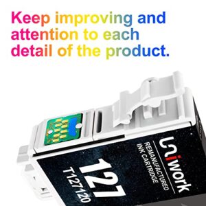 Uniwork Remanufactured Ink Cartridge Replacement for Epson 127 127XL T127 use for Workforce 545 845 645 WF-3540 WF-3520 WF-7010 WF-7510 WF-7520 NX530 NX625 Printer (6 Black)