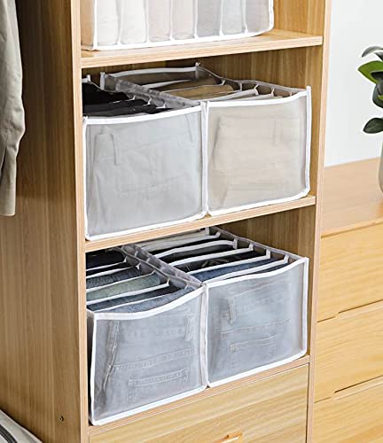 2PCS Clothes Organizer（7 Grids）Drawer Dividers for Clothes - Foldable Grid Storage Box with Multiple Layers, Portable Washable Storage Containers for Scarves, Leggings, T-shirts, Jeans (T-Shirts with 9Grids, Black)