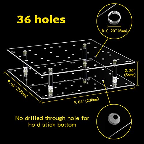 Acrylic Cake Pop Display Stand, ANMEISH 36 Hole Clear Lollipop Holder with LED String Lights, Ideal for Weddings Baby Showers Birthday Party Anniversaries Holiday Candy Decorative (Yellow Light)