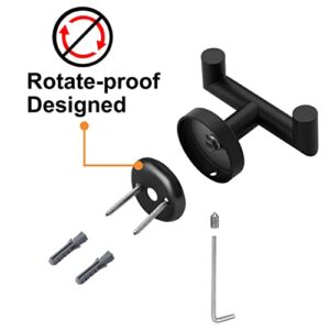 Towel Hooks for Bathrooms,Matte Black Towel Hook for Kitchen Bathroom,SUS304 Stainless Steel Coat Hook,Heavy Duty Double Towels Holder Hooks for Hanging Towels,Coats,sponges,Clothes,Wall Mount,2 Pack