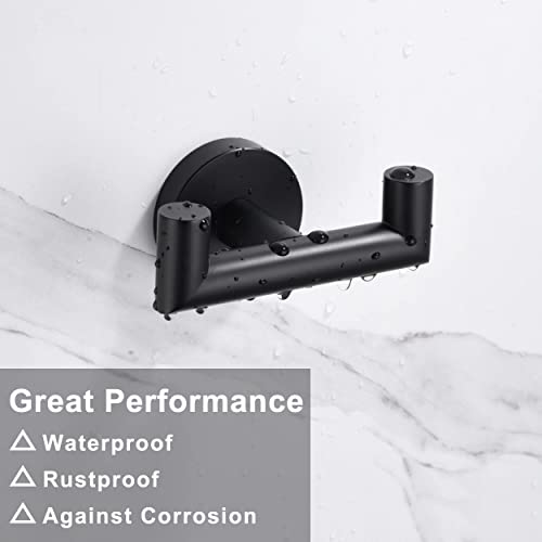 Towel Hooks for Bathrooms,Matte Black Towel Hook for Kitchen Bathroom,SUS304 Stainless Steel Coat Hook,Heavy Duty Double Towels Holder Hooks for Hanging Towels,Coats,sponges,Clothes,Wall Mount,2 Pack