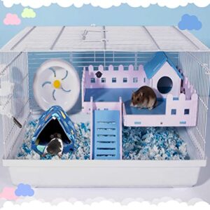 YUEPET 2PCS Hamster Cave Beds Small Animal Warm House Cozy Triangle Hideouts Cute Mini Nest for Hamster Dwarf Rats Hedgehogs Mouse Gerbils Mice(Pink & Blue)