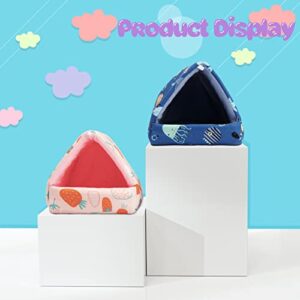 YUEPET 2PCS Hamster Cave Beds Small Animal Warm House Cozy Triangle Hideouts Cute Mini Nest for Hamster Dwarf Rats Hedgehogs Mouse Gerbils Mice(Pink & Blue)