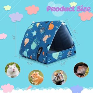 YUEPET 2PCS Hamster Cave Beds Small Animal Warm House Cozy Triangle Hideouts Cute Mini Nest for Hamster Dwarf Rats Hedgehogs Mouse Gerbils Mice(Pink & Blue)