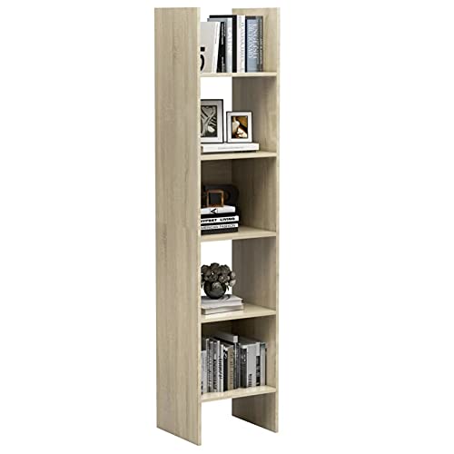 Tidyard Bookcase with Storage Shelves Display Rack Book Cabinet Organizer Chipboard Bookshelf Sonoma Oak for Living Room, Bedroom, Home Furniture 15.7 x 13.8 x 70.9 Inches (W x D x H)