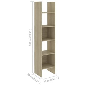 Tidyard Bookcase with Storage Shelves Display Rack Book Cabinet Organizer Chipboard Bookshelf Sonoma Oak for Living Room, Bedroom, Home Furniture 15.7 x 13.8 x 70.9 Inches (W x D x H)