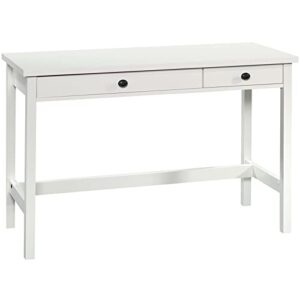 sauder county line rustic writing desk with drawers in soft white, soft white finish