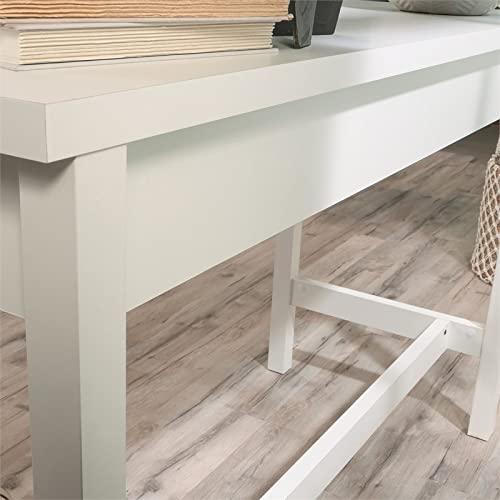 Sauder County Line Rustic Writing Desk with Drawers in Soft White, Soft White Finish