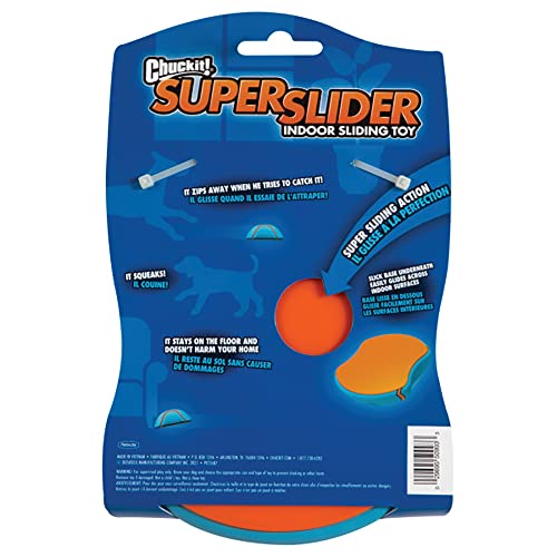 Chuckit! Indoor Super Slider Dog Self Fetch Squeaker Toy -Glides Harmlessly On Most Indoor Surfaces