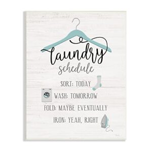 stupell industries laundry schedule blue clothes hanger sort wash fold, designed by natalie carpentieri wall plaque, 10 x 15, black