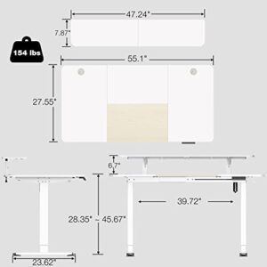 WOKA 55 x 28 Inch Electric Standing Desk with Wheels, Height Adjustable Stand up Desk with a Monitor Stand Riser, Standing Computer Desk with Memory Controllers, Adjustable Desks for Home Office