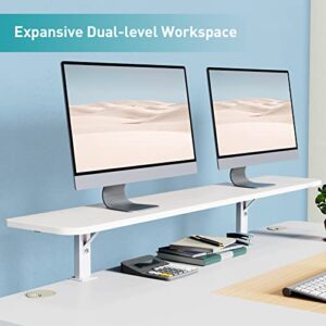 WOKA 55 x 28 Inch Electric Standing Desk with Wheels, Height Adjustable Stand up Desk with a Monitor Stand Riser, Standing Computer Desk with Memory Controllers, Adjustable Desks for Home Office