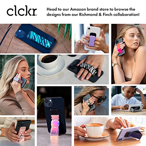 CLCKR Phone Grip and Expanding Stand, Universal Color Match Phone Grip Holder with Multiple Viewing Angles for iPhone 14/13/12, Samsung Galaxy S22 and More, Phones, Tablets, Holographic Pink