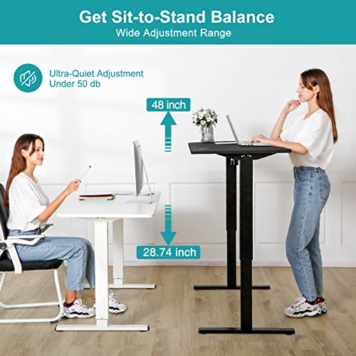 WOKA 40 x 24 Inches Electric Standing Desk, Adjustable Height Stand up Desk, Sit Stand Home Office Desk, Motorized Desk with Splice Board, Ergonomic Computer Workstation, White