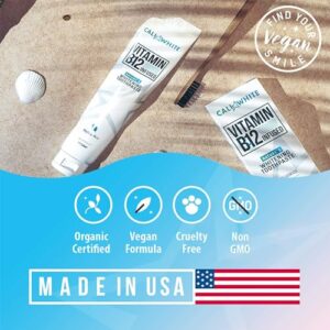 Cali White Vegan Teeth Whitening Toothpaste (2-Pack) with Vitamin B12, Organic Mint, Fluoride-Free Toothpaste, SLS Free, Gluten-Free, Xylitol, Natural Toothpaste