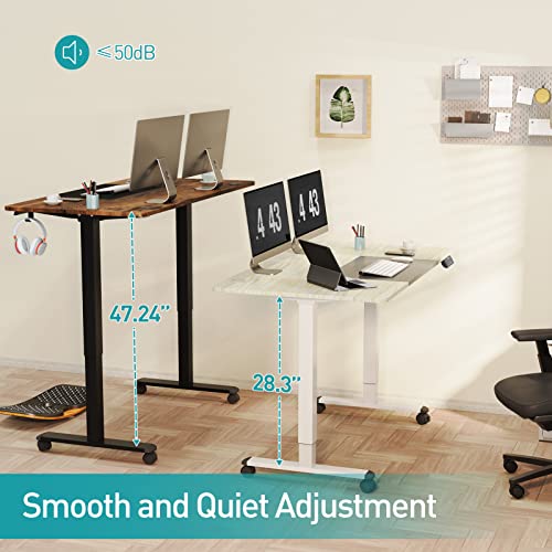 WOKA Dual Motor Electric Standing Desk, 55" x 28" Adjustable Height Stand up Desk, Sit Stand Desk for Home Office with 4 Memory Controller, Motorized Desk with Splice Board, White and Grey Tabletop