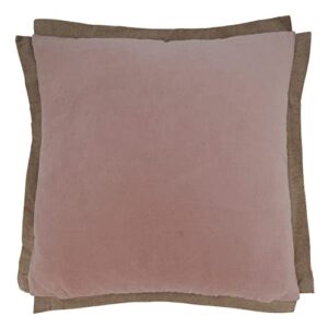 SARO LIFESTYLE Velvet Flange Throw Pillow Cover, Blush, 20"