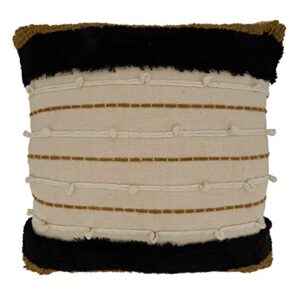 saro lifestyle embroidered stripe throw pillow with down filling, gold, 20"