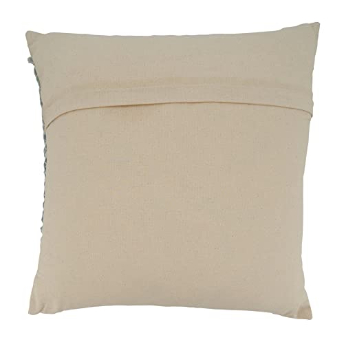 SARO LIFESTYLE Swirl Embroidered Throw Pillow with Down Filling, Blue, 20"