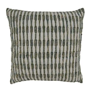 saro lifestyle woven line throw pillow with poly filling, green, 22"