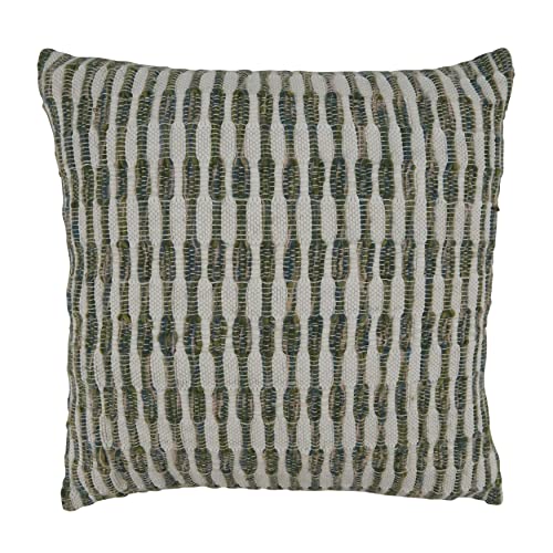 SARO LIFESTYLE Woven Line Throw Pillow with Poly Filling, Green, 22"