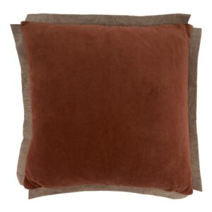 SARO LIFESTYLE Velvet Flange Throw Pillow with Poly Filling, Rust, 20"