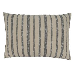 saro lifestyle thin striped throw pillow with down filling, black/white, 16"x24"