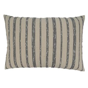 SARO LIFESTYLE Thin Striped Throw Pillow with Down Filling, Black/White, 16"x24"