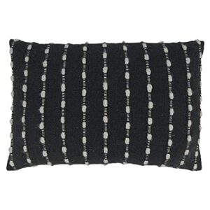 saro lifestyle chunky striped throw pillow with down filling, black, 16"x24"