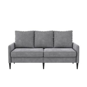 realrooms cassia pillowback 3-seater velvet sofa, detachable pillow, light gray