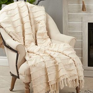 SARO LIFESTYLE Fringe Design Throw Blanket 50"x60"