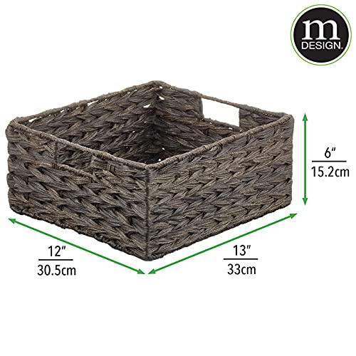 mDesign Woven Farmhouse Kitchen Pantry Food Storage Organizer Basket Box - Container Organization for Cabinets, Cupboards, Shelves, Countertops, Store Potatoes, Onions, Fruit, 6 Pack, Espresso Brown