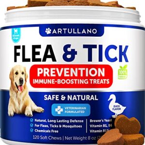 Flea and Tick Prevention for Dogs Chewables - Made in USA - Natural Flea and Tick Supplement for Dogs - Oral Flea Pills for Dogs - Pest Defense - All Breeds and Ages