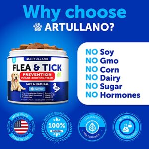 Flea and Tick Prevention for Dogs Chewables - Made in USA - Natural Flea and Tick Supplement for Dogs - Oral Flea Pills for Dogs - Pest Defense - All Breeds and Ages