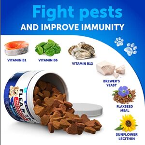 Flea and Tick Prevention for Dogs Chewables - Made in USA - Natural Flea and Tick Supplement for Dogs - Oral Flea Pills for Dogs - Pest Defense - All Breeds and Ages