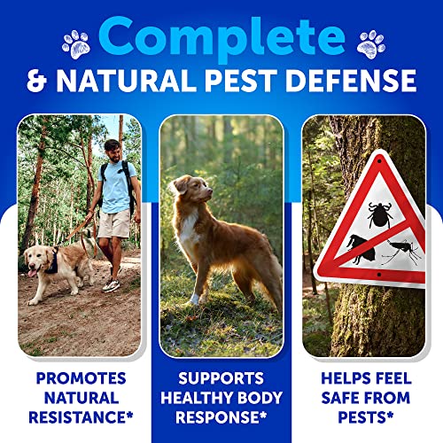 Flea and Tick Prevention for Dogs Chewables - Made in USA - Natural Flea and Tick Supplement for Dogs - Oral Flea Pills for Dogs - Pest Defense - All Breeds and Ages