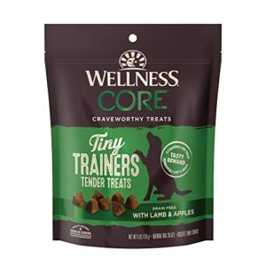 wellness core soft tiny trainers (previously petite treats), natural grain-free dog treats for training, made with real meat, no artificial flavors (lamb & apple, 6 ounce bag)
