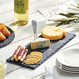 mDesign Slate Stone Gourmet Chalkboard Serving Platter, Cheese Board, Charcuterie Tray with Natural Edge and Chalk Pencils for Cheese, Meats, Appetizers, Dried Fruits, and Food - 4 Pack - Black