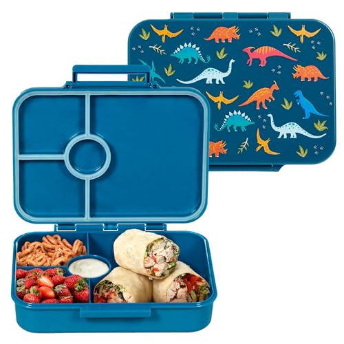 Wildkin Kids Bento Box for Boys and Girls, Features 4 Compartments, Leak Proof with Close Clasp Design, Ideal for Packing Snacks for School and Travel Bento for Kids (Jurassic Dinosaurs)