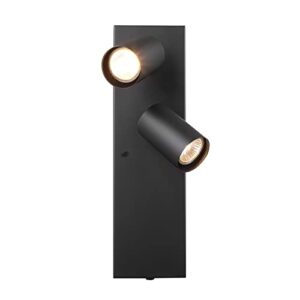 globe electric 51845 2-light plug-in or hardwire wall sconce, matte black, in-line on/off switch, wall lighting, wall lights for bedroom, kitchen sconces wall lighting, home décor, bulb not included