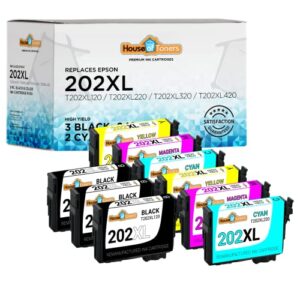 houseoftoners remanufactured ink cartridge replacement for epson 202 xl 202xl for workforce wf-2860 expression xp-5100 printers (3b 2cmy, 9pk)