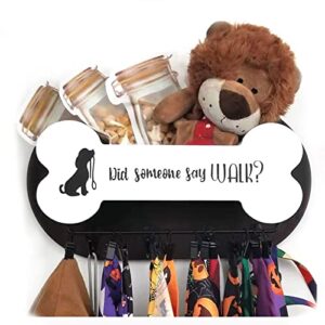 jupdec dog leash holder key hooks for wall 13 in with shelf, bandana display hangers rack farmhouse rustic bone shape decor, ideal gift lover mom dad, brown, 13“l x 7”w 4“h, hk001ab