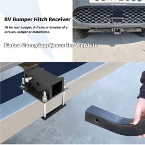 Gekufa RV Bumper Hitch Receiver 2 inch,Fits for 4-4.5 inches Bumper Trailer Cargo Carrier Bike Racks