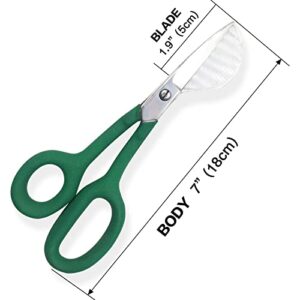 Duckbill Applique Blade Scissors, HAND U JOURNEY, 7 Inch - Double Bent Curved Offset Handle Scissors for for Carpet Pile,Rug-punch- Green