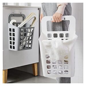 Laundry Hamper 1Pc Wall-Mounted Large Laundry Basket Household Bathroom Punching Free Dirty Clothes Storage Basket Plastic Hollow Out Hamper (Color : Medium Grey)