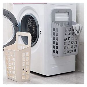 Laundry Hamper 1Pc Wall-Mounted Large Laundry Basket Household Bathroom Punching Free Dirty Clothes Storage Basket Plastic Hollow Out Hamper (Color : Medium Grey)