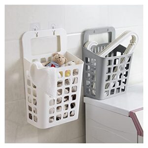 Laundry Hamper 1Pc Wall-Mounted Large Laundry Basket Household Bathroom Punching Free Dirty Clothes Storage Basket Plastic Hollow Out Hamper (Color : Medium Grey)