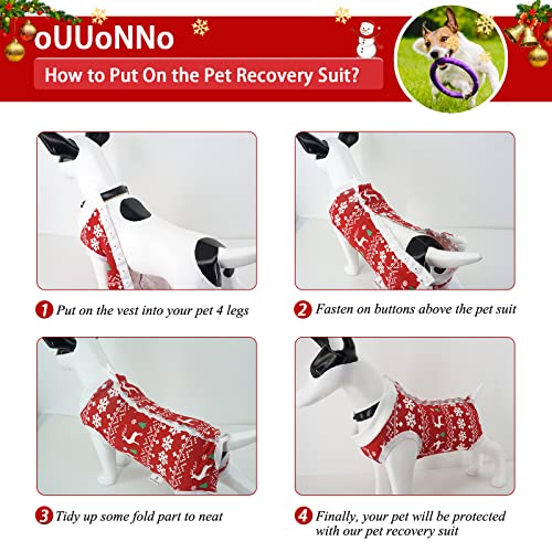 oUUoNNo Recovery Suit for Dogs,Dog Surgical Recovery Suit for Female Male Abdominal Wounds Spay or Skin Diseases,Cone E-Collars Alternatives, Anti-Licking Pet Vest Post Surgery (L, Christmas)